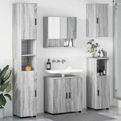 Badkamermeubelset met opslag 5 pcs Grijs sonoma 61 x 35 x 64 cm