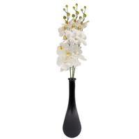 Kunstbloem Orchidee Milan - 3x - creme - 78 cm - losse steel - kunst zijdebloem - Phalaenopsis