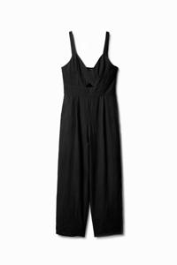 Lange gevlokte jumpsuit - BLACK - XS