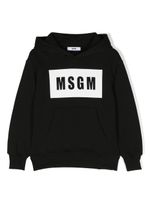 MSGM Kids hoodie en coton à logo imprimé - Noir - thumbnail