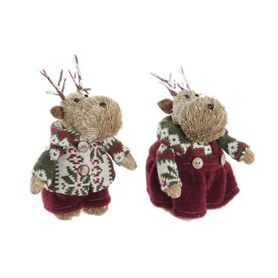 Kerstversiering DKD Home Decor Polyester Rendier (9 x 12 x 15 cm) (2 Stuks)