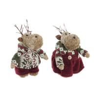 Kerstversiering DKD Home Decor Polyester Rendier (9 x 12 x 15 cm) (2 Stuks)