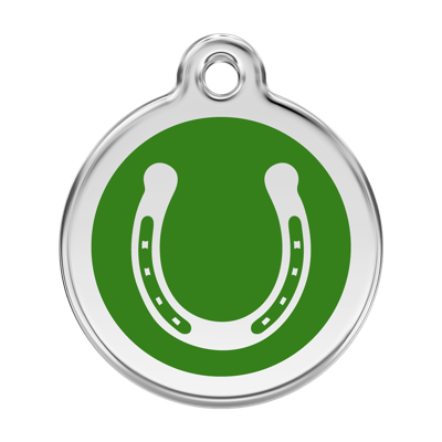 Horse Shoe Green roestvrijstalen hondenpenning large/groot dia. 3,8 cm - Reddingo
