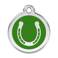 Horse Shoe Green roestvrijstalen hondenpenning large/groot dia. 3,8 cm - Reddingo