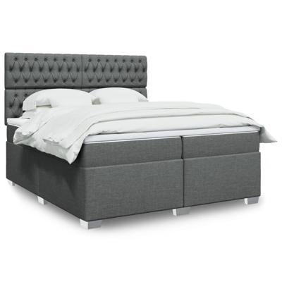 Boxspring met matras stof donkergrijs 200x200 cm