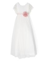 AMAYA robe évasée en tulle à taille ceinturée - Blanc - thumbnail