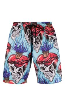 Philipp Plein short de bain Love Tattoo - Bleu