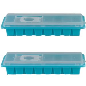 3x stuks iJsblokjes maken houders blauw met deksel 26 x 11 cm