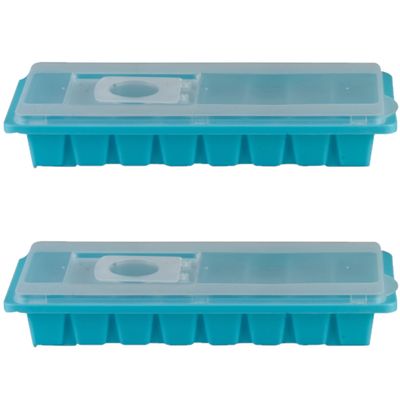 3x stuks iJsblokjes maken houders blauw met deksel 26 x 11 cm