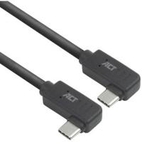 ACT USB 3.0 10Gbps 60W USB Type-C (haaks links/rechts) naar USB Type-C (haaks links/rechts) kabel, 0