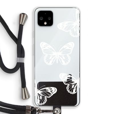 White butterfly: Pixel 4 XL Transparant Hoesje met koord