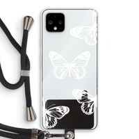 White butterfly: Pixel 4 XL Transparant Hoesje met koord