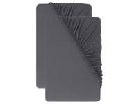LIVARNO Set van 2 jersey hoeslakens 90-100 x 200 cm (Donkergrijs)