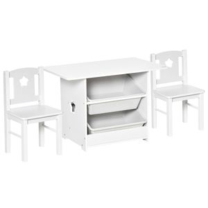 Kinderzitgroep 3-delig- Speelgoed 2 jaar - Kinderstoel - Speeltafel - Opbergbox - Bureau - MDF - 71 cm x 48 cm x 49,...