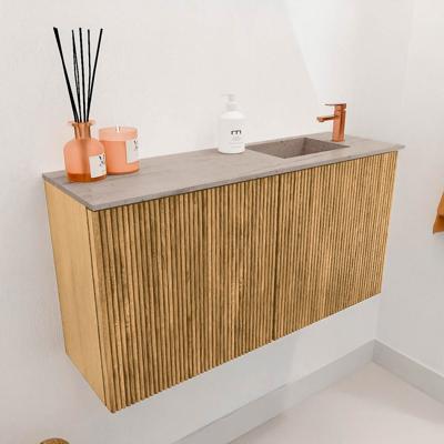 Toiletmeubel Mondiaz Joya Dlux | 80 cm | Meubelkleur Oak | Faye wastafel Saba Wasbak Rechts | 1 kraangat