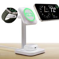 Qi2 3-in-1 Watch Wireless Charging Set (HaloLock) - White - US PLUG