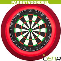 Lena Professional Dartbord + Lena Dartbord Verlichting Deluxe Rood