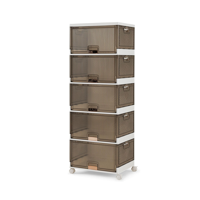 Stapelbare 5/6 Kubus Opbergdozen Opvouwbare Schoenendozen met Afneembare Wielen Grote 85L/102L Organiser met Kanteldeuren