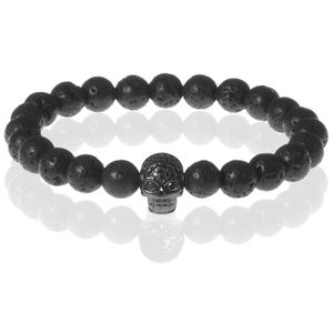Memphis kralen armband Lavasteen Black Skull