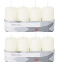 Trend Candles Cilinderkaarsen - 8x - ivoor wit - 5 x 10 cm - 18 branduren - geurloos - kaarsen