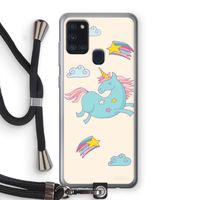 Vliegende eenhoorn: Samsung Galaxy A21s Transparant Hoesje met koord