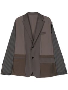 sacai blazer boutonné à empiècements - Marron