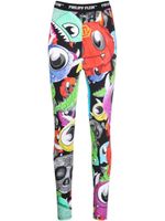 Philipp Plein legging Monsters à bande logo - Rouge - thumbnail