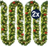 Kerstguirlande , slinger, kerstslinger 5mtr 80xLED -in/outdoor - inclusief - versiering