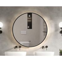 Saniclass Badkamerspiegel - rond - diameter 100cm - indirecte LED verlichting - spiegelverwarming - infrarood schakelaar - mat zwart SW2-100MB - thumbnail