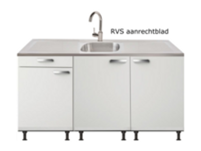 keukenblok 150cm Ida wit met rvs aanrecht RAI-9944