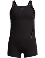 Speedo Eco H-boom Splice Legsuit Kinder Badpak (zwart / Paars) Zwart / Paars 11-12y