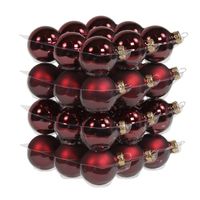 72x Donkerrode glazen kerstballen 4 cm mat/glans - thumbnail