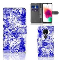Telefoonhoesje met Naam Motorola Moto G7 | G7 Plus Angel Skull Blauw