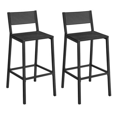 Industrieel design barkrukken set van 2, Antracietgrijs + Zwart