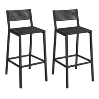 Industrieel design barkrukken set van 2, Antracietgrijs + Zwart