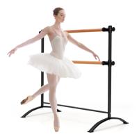 120 cm Vrijstaand Ballet Bar in 4 Standen in Hoogte Verstelbaar Ballet Barre met 2 Houten Stangen Zwart 120 cm Vrijstaand Ballet Bar in 4 Standen in Hoogte Verstelbaar Ballet Barre met 2 Houten Stangen Zwart