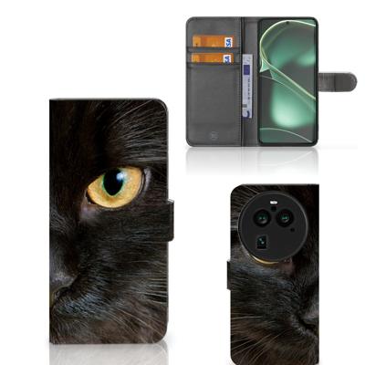 OPPO Find X6 Pro | Telefoonhoesje | Met pasjeshouder | Zwarte Kat
