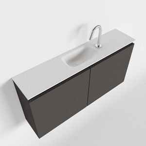 Toiletmeubel Mondiaz Ture | 100 cm | Meubelkleur Dark grey | Eden wastafel Talc Midden | 1 kraangat
