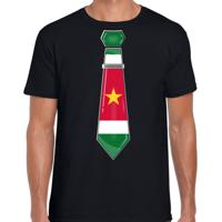 Verkleed T-shirt voor heren - stropdas Suriname - zwart - supporter - themafeest - thumbnail