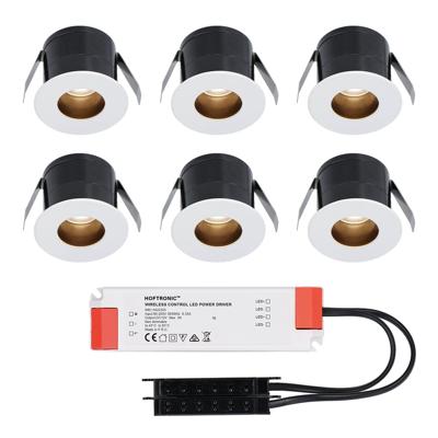 Set van 6 Olivia LED Mini Inbouwspots met Trafo - 12 Volt 3 Watt 150 lumen - Verzonken - Plat 36mm - 2700K - IP44 waterdicht - Niet Dimbaar - Wit