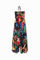 Lange jumpsuit halternek tekeningen jungle - BLACK - L