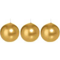 Trend Candles Bolkaars glad - 3x - goud - 8 cm - 25 branduren - ronde kaarsen