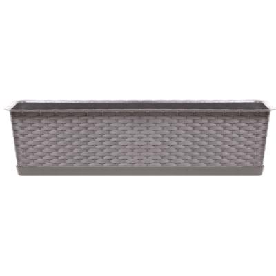 Kunststof plantenbak/bloembak Ratolla - rotan look - taupe - 40 x 17 x 15 cm