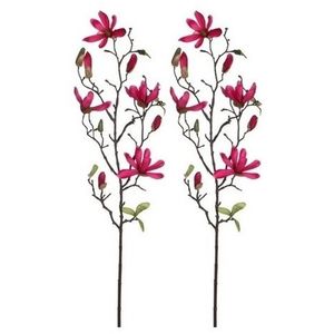 2x Fuchsia roze Magnolia/beverboom kunsttak kunstplant 80 cm