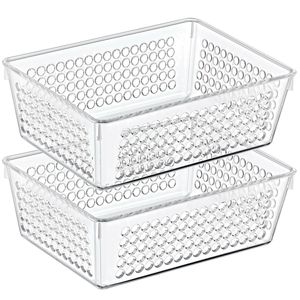 Organizer/opbergmandje - 2x - kunststof - transparant - 1.2L - 18 x 13 x 6 cm