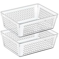 Organizer/opbergmandje - 2x - kunststof - transparant - 1.2L - 18 x 13 x 6 cm