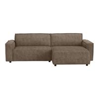 Leen Bakker - Bank Brooklyn Met Chaise Longue Rechts - Cyclamen - Stof - Taupe - 158x255x76 Cm