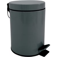 Prullenbak/pedaalemmer - metaal - donkergrijs - 3 liter - 17 x 25 cm - Badkamer/toilet