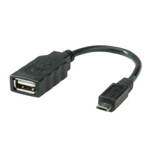 ROLINE USB 2.0 Kabel, USB A Female - Micro USB B Male, OTG, 0,15 m