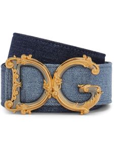 Dolce & Gabbana ceinture en coton à boucle logo - Bleu